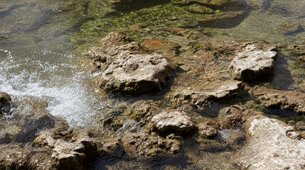 Obraz premium Abstract water flowing around rocks
