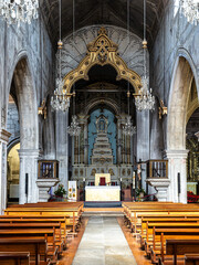 The ornate interior of the Se Cathedral of Viana do Castelo in Portugal.