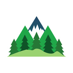 Obraz premium Forest mountain nature scenery icon Vector illustration on white background