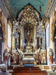 The ornate interior of the Se Cathedral of Viana do Castelo in Portugal.