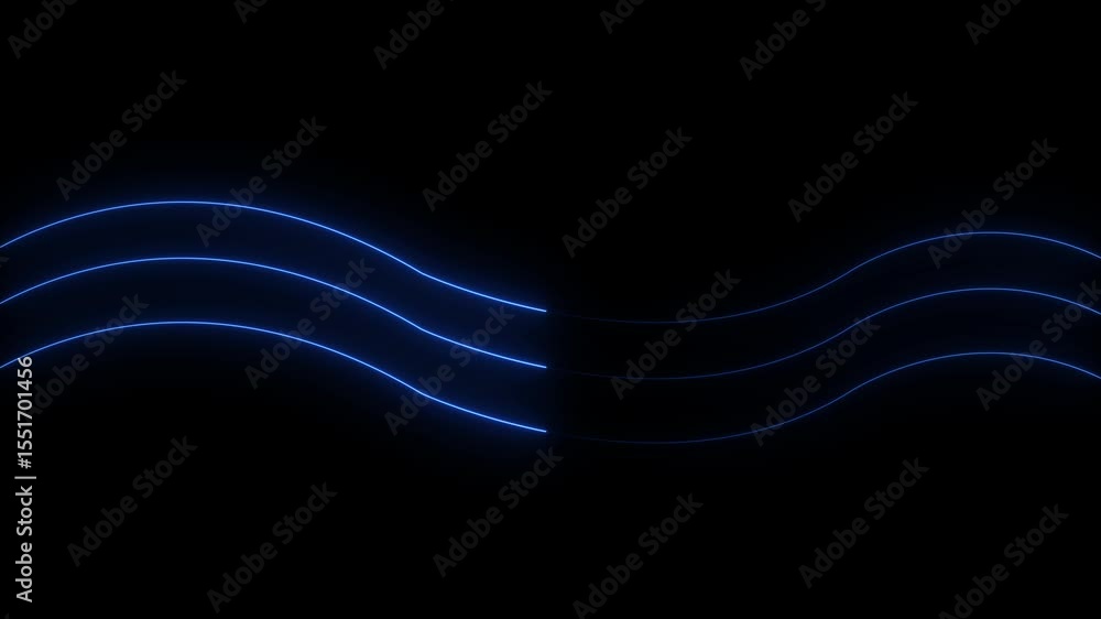 Poster animated, in multicolored smooth-moving animation light on black background in 4k, abstract geometri
