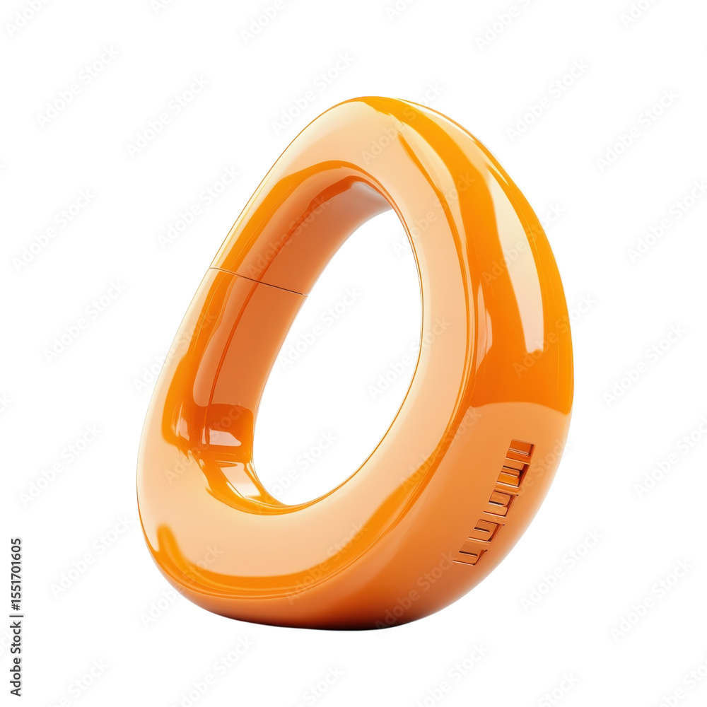 Poster modern orange torus render design geometric art loop abstract shape on transparent background