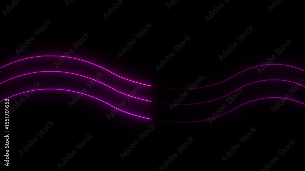 Poster animated, in multicolored smooth-moving animation light on black background in 4k, abstract geometri
