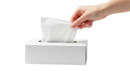Hand Pulling Tissue from Box with Transparent Background PNG