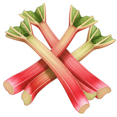 Illustration Fresh Rhubarb Stalks on Transparent Background Food Element