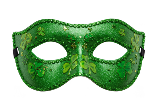Illustration Green St Patricks Day Mask with Shamrock and Clover Decoration