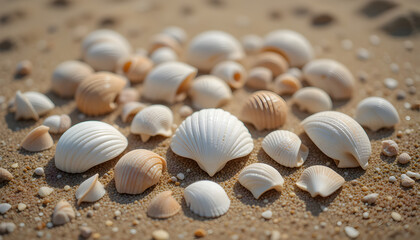 Seashells on Sandy Beach, Summer Vacation Theme
