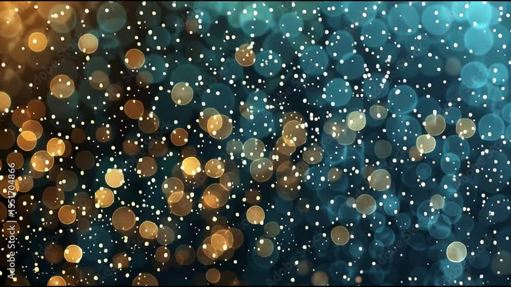 Poster festive abstract background of shimmering golden and blue bokeh lights creating beautiful atmosphere