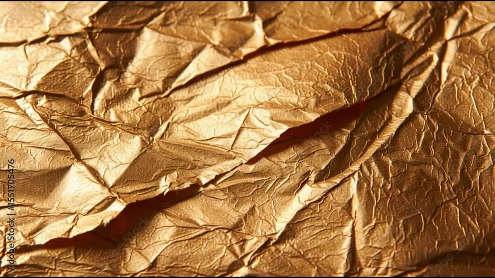 Poster luxurious crinkled golden foil texture with shiny surface and intricate patterns for elegant appeara