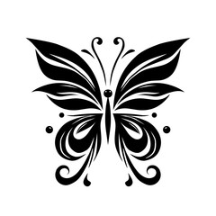Vector illustration of a stylized black silhouette butterfly