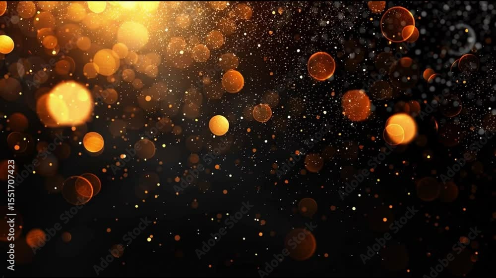 Aufkleber mesmerizing golden and orange bokeh lights sparkle against dark background, creating magical texture