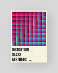 Retro-futuristic and abstract poster design. Geometric glass refraction and distortion gradient