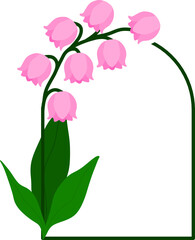 Corner Floral Frame with Pink Lily of the Valley Flowers