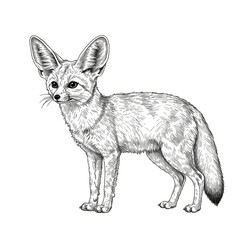 Fototapeta premium Illustration of Fennec Fox with Big Ears and Cute Wildlife Animal