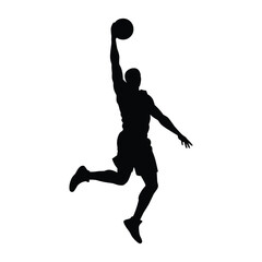 Basketball player silhouette collection. Set of black basketball people silhouette
