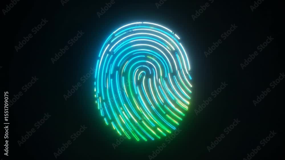 Aufkleber animated colorful fingerprint scan security identification technology background