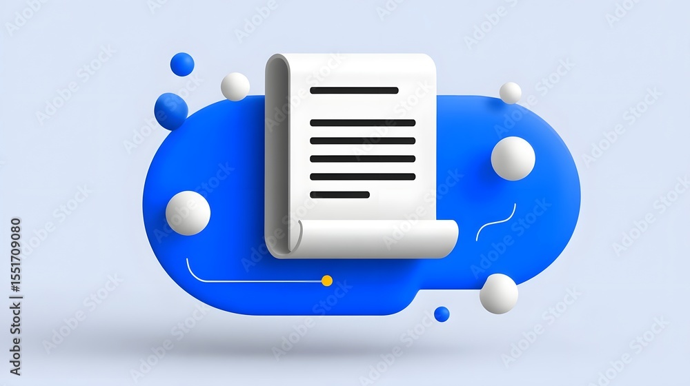 Aufkleber a document icon displayed on a blue background with various shapes.