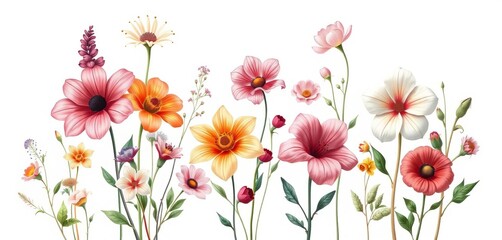 Elegant botanical illustrations of various flowers, perfect for postcards, wall art, and banners,  botany,  aesthetic