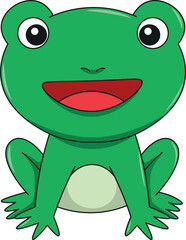 Cute frog cartoon. Flat vector illustration. Wild life animals. Cute animal on white background