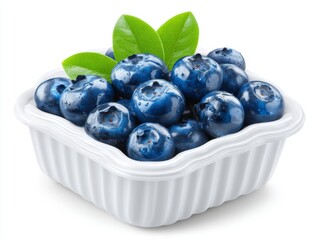 A dark gray, cube-shaped vehicle that is relatively small has a pile of fresh blueberries on it, with visible water droplets present on both the vehicle and the blueberries
