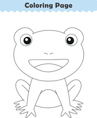 Funny cartoon frog. Coloring pages. Vector illustration