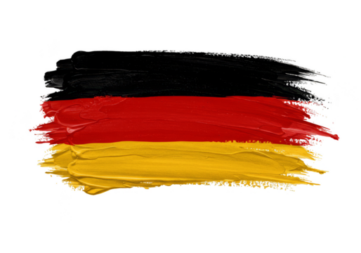 Illustration of German Flag with Brush Strokes on Transparent Background