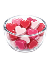 Illustration of Glass Bowl Full of Pink and Red Heart Shaped Candies