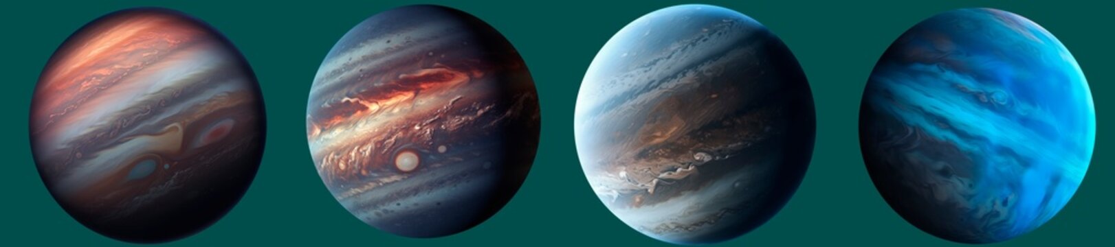 jupiter-like Gas giant planets &mdash; High‑Detail Gaseous Surface Planet, Universe worlds, Sci-fi space globe texture