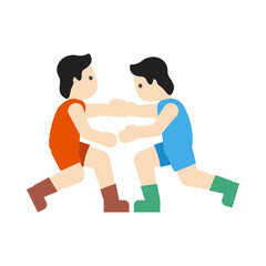 Cartoon-Style Illustration of Two men Wrestling Clipart Isolated on White Background