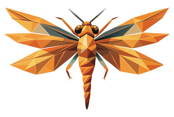 Orange Dragonfly Low Poly Vector Illustration Geometric Polygonal Insect Icon