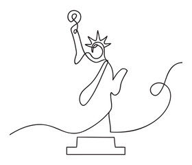 Statue of Liberty One Line Art – Minimalist Continuous Line Drawing of New York Landmark