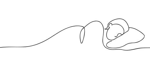 Sleeping Person One Line Art – Minimalist Continuous Line Drawing of Peaceful Rest