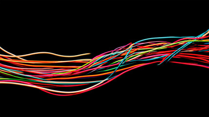 One new electrical multicolored electrical wires on a black background