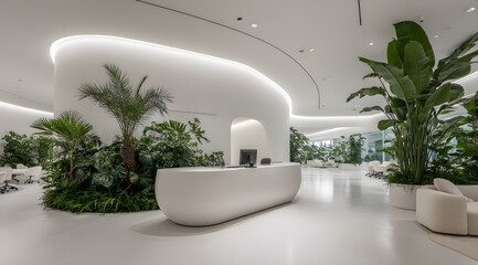 An interior showcases a modern, minimalist design in