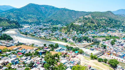 Bageshwar town situated at the confluence of rivers Saryu and Gomti in Uttarakhand, India