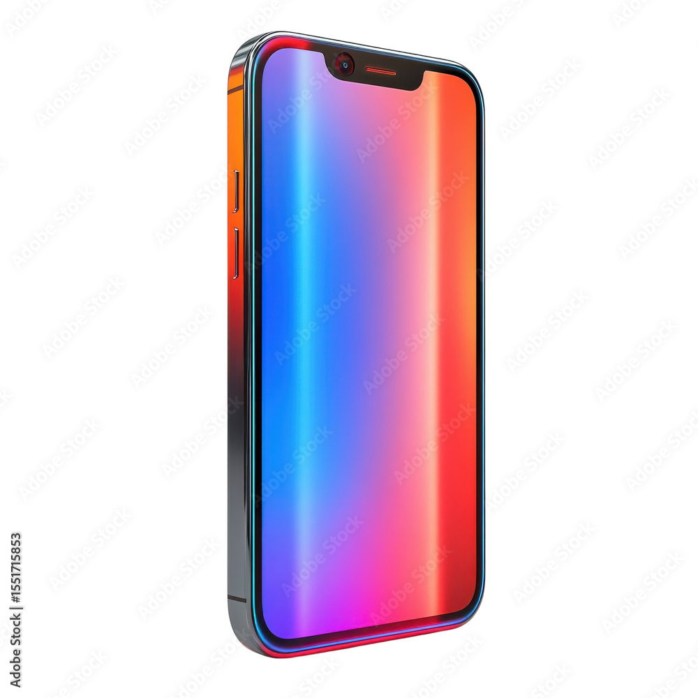 Poster modern smartphone display technology innovation design mobile device on transparent background