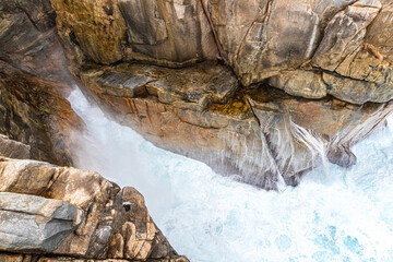 The Southern Ocean breaking in The Gap in the Torndirrup National Park near Albany in the Shire of Denmark, Great Southern region of Western Australia, WA, Australia.