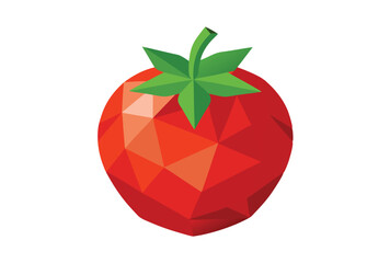 Tomato Polygonal Icon Vector with Geometric Low Poly Style Shape Illustration