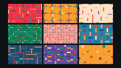 Retro stripe block background Set