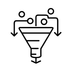 Obraz premium Funnel visualization with people flow representing concept of Marketing 