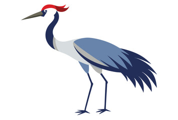 Obraz premium Flat Design Crane Bird Vector Minimalist Icon Style Illustration