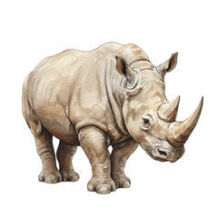 Fototapeta premium Illustration of Gray Rhinoceros Mammal Wildlife Isolated on Transparent Background