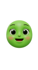 Fototapeta premium Illustration Of Green Round Emoji Face Icon On Transparent Background