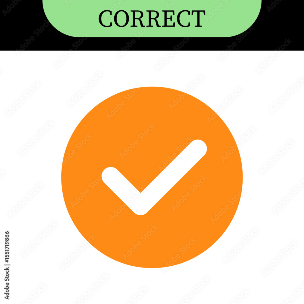 Poster checkmark or tick mark on speech bubble as a symbol of accept, agree or approval. icon for app, webs