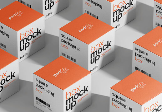 Stacked Square Boxes Mockup for Packaging Design and Retail Branding