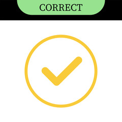 Checkmark or tick mark on speech bubble as a symbol of accept, agree or approval. Icon for app, website and UI. Colorful set of icons, vector illustration