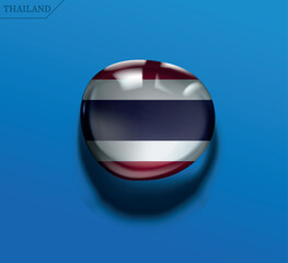 Glossy 3D Thailand flag badge—ideal for tourism, branding, and cultural communication projects.