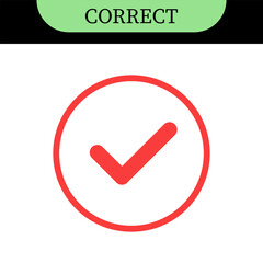 Checkmark or tick mark on speech bubble as a symbol of accept, agree or approval. Icon for app, website and UI. Colorful set of icons, vector illustration