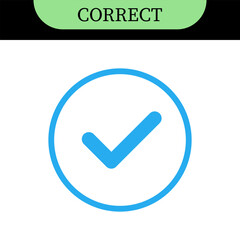 Checkmark or tick mark on speech bubble as a symbol of accept, agree or approval. Icon for app, website and UI. Colorful set of icons, vector illustration