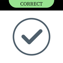 Checkmark or tick mark on speech bubble as a symbol of accept, agree or approval. Icon for app, website and UI. Colorful set of icons, vector illustration